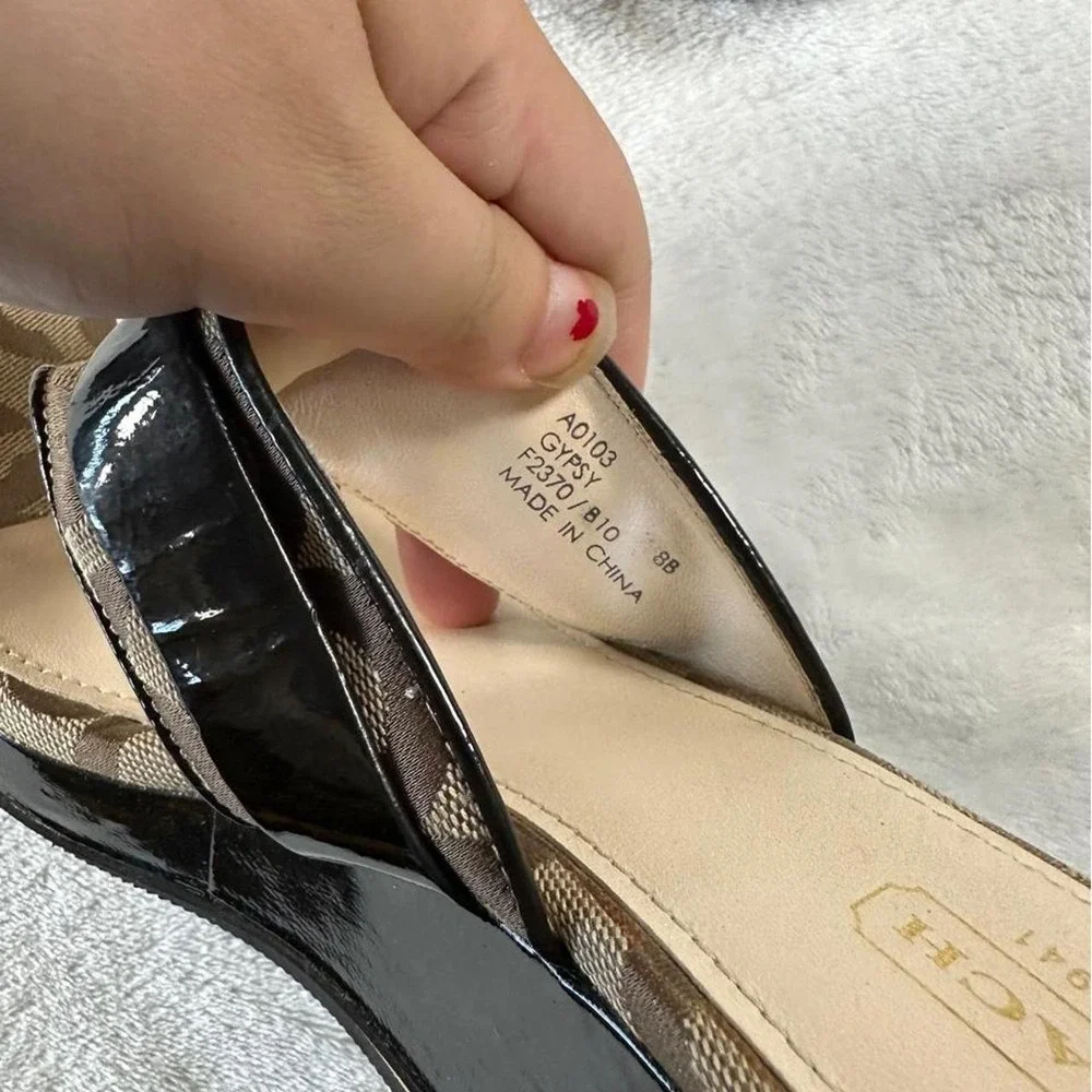 Coach Gypsy brown signature monogram wedge thong sandals y2k mcbling fairy boho
